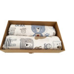 Set scutece muselina din bumbac organic - Alb + Ursuleti - imagine 2