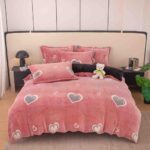 Set lenjerie cocolino pufoasa, cu elastic, pat 2 persoane, 4 piese