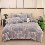 Set lenjerie cocolino pufoasa, cu elastic, pat 2 persoane, 4 piese