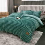 Set lenjerie cocolino pufoasa, model dungi groase, cu elastic, pat 2 persoane, 4 piese - imagine 3