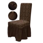 Set 6 huse elastice pentru scaune, cu volanas, model Jacquard Maro