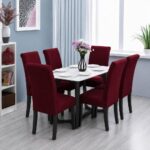 Set Huse Scaune, 6 Piese, cu Elastic , Bordo