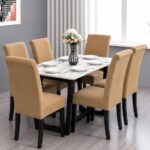 Set Huse Scaune, 6 Piese, cu Elastic , Cappuccino