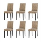 Set 6 huse elastice pentru scaune,  model Jacquard  Crem