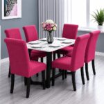 Set Huse Scaune, 6 Piese, cu Elastic , Fuchsia