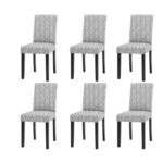 Set 6 huse elastice pentru scaune,  model Jacquard  Gri