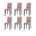 Set 6 huse elastice pentru scaune,  model Jacquard  Roz
